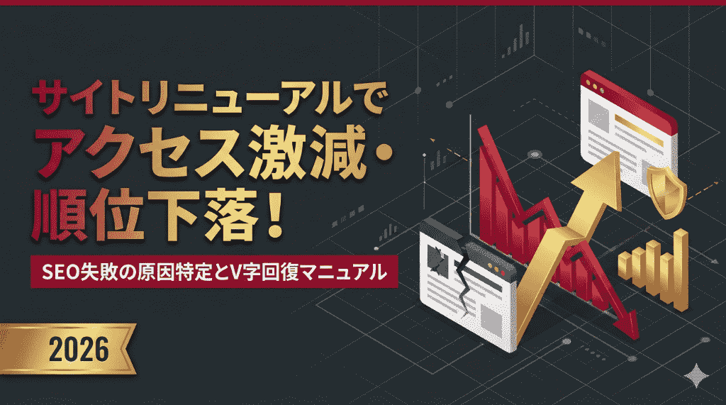 サイトリニューアルでアクセス激減・順位下落！SEO失敗の原因特定とV字回復マニュアル