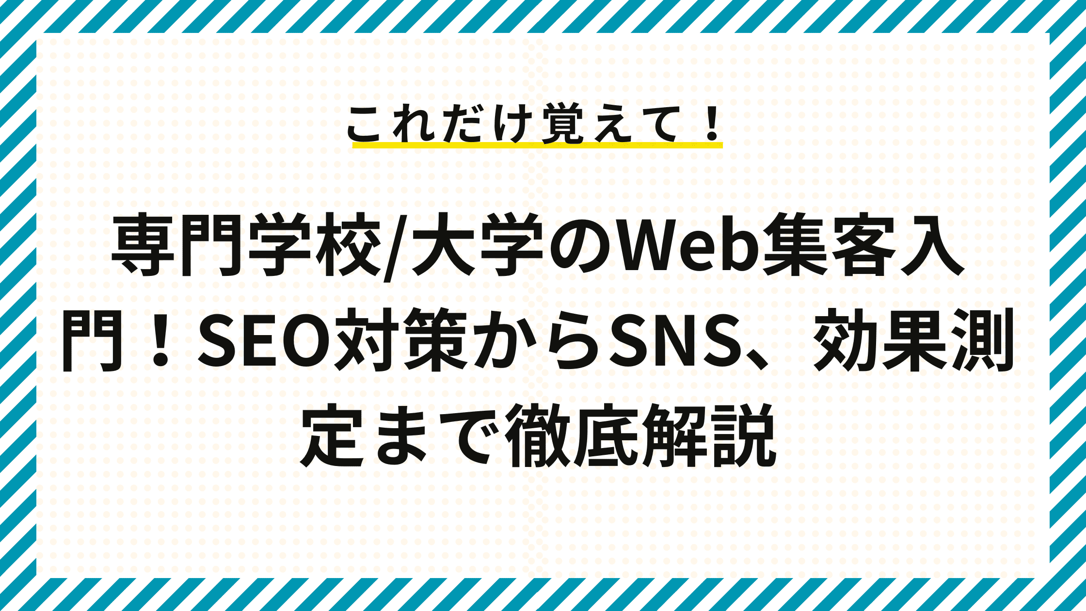 専門学校/大学のWeb集客入門！SEO対策からSNS、効果測定まで徹底解説